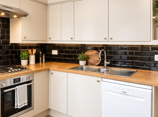 Modern Cream and Wood Kitchen Corner